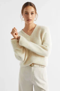 Woman Seed Heritage Knitwear & Sweaters-Mohair V Neck Knit