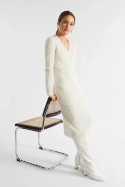 Woman Seed Heritage Knitwear & Sweaters-Mohair V Neck Knit Midi Dress