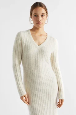 Woman Seed Heritage Knitwear & Sweaters-Mohair V Neck Knit Midi Dress