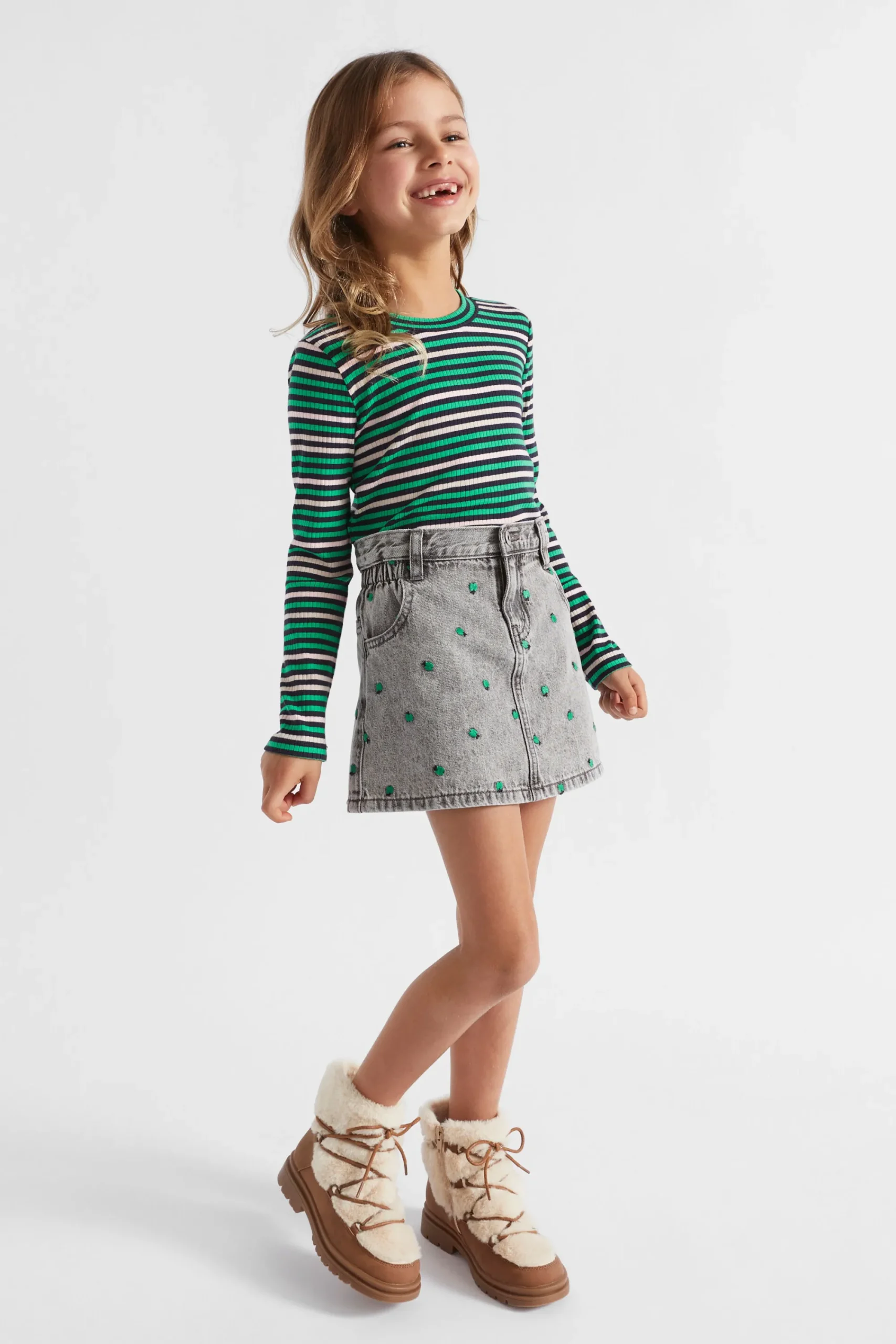 Girl Seed Heritage T-Shirts & Tops-Multi Stripe Rib Tee