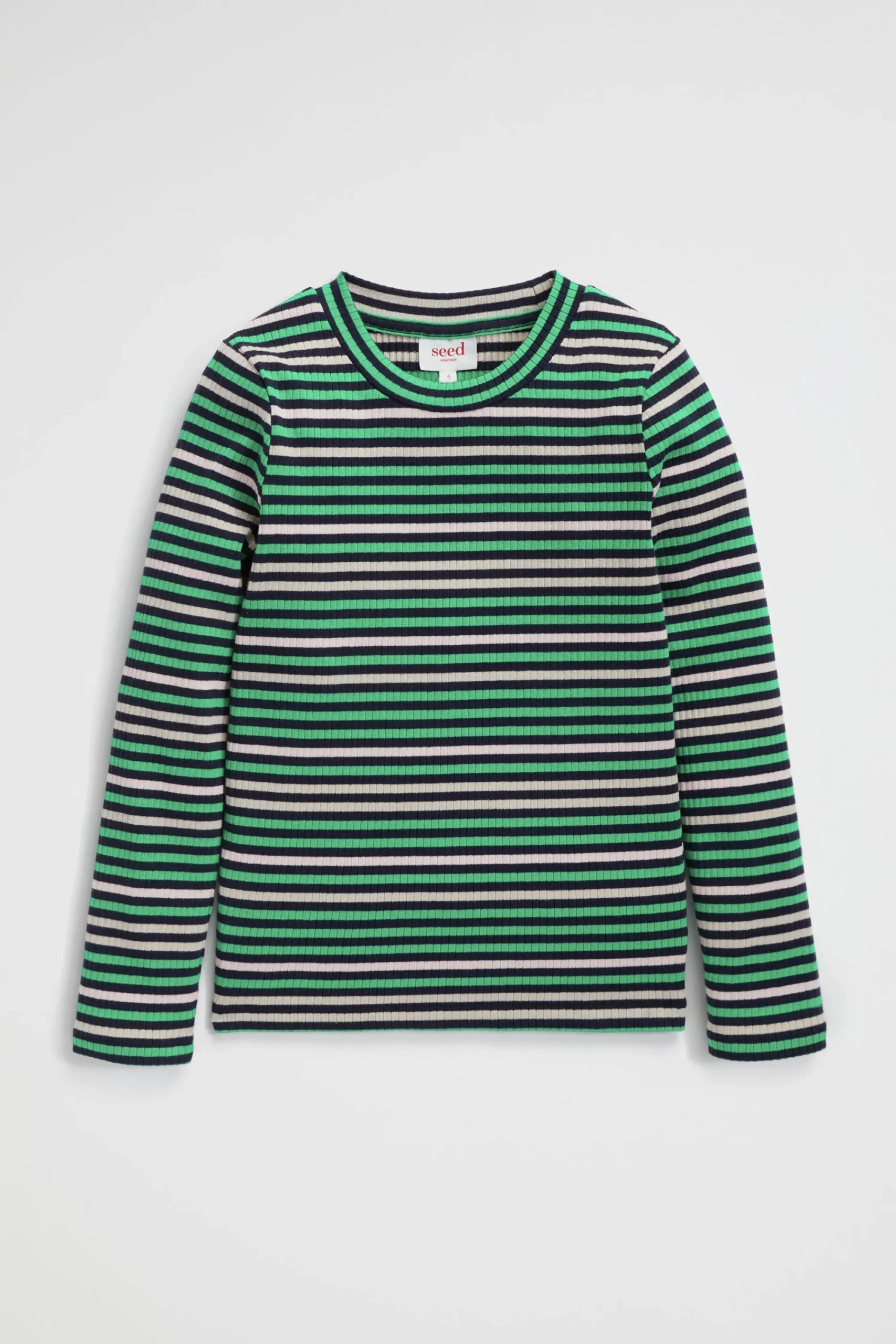 Girl Seed Heritage T-Shirts & Tops-Multi Stripe Rib Tee