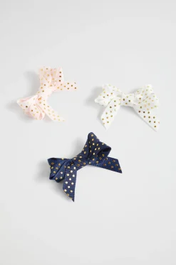 Girl Seed Heritage Hair Accessories-Polka Bow Duck Clip Trio
