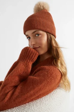 Woman Seed Heritage Hats & Gloves-Pom Pom Beanie
