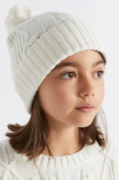 Girl Seed Heritage Hats & Beanies & Caps-Pom Pom Cable Knit Beanie