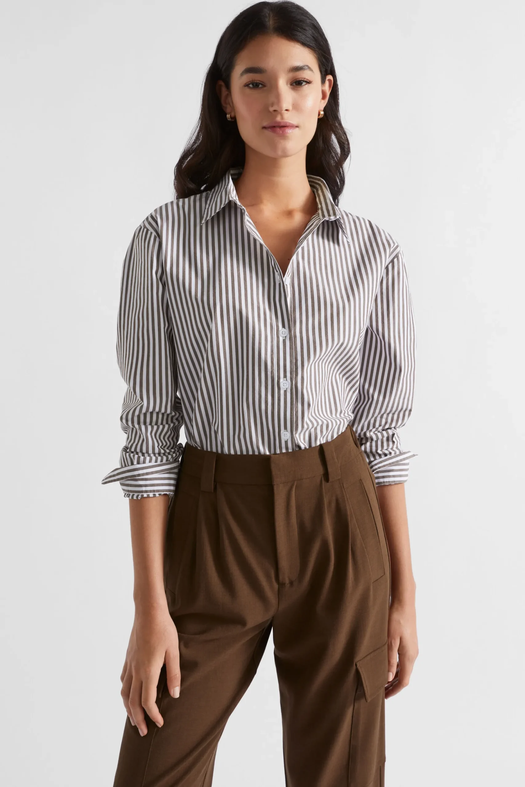Woman Seed Heritage T-Shirts & Tops-Poplin Button Down Shirt