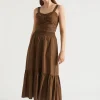 Woman Seed Heritage Skirts-Poplin Button Front Midi Skirt