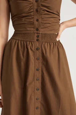 Woman Seed Heritage Skirts-Poplin Button Front Midi Skirt