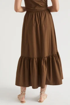 Woman Seed Heritage Skirts-Poplin Button Front Midi Skirt