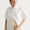 Woman Seed Heritage T-Shirts & Tops-Poplin Short Sleeve Shirt