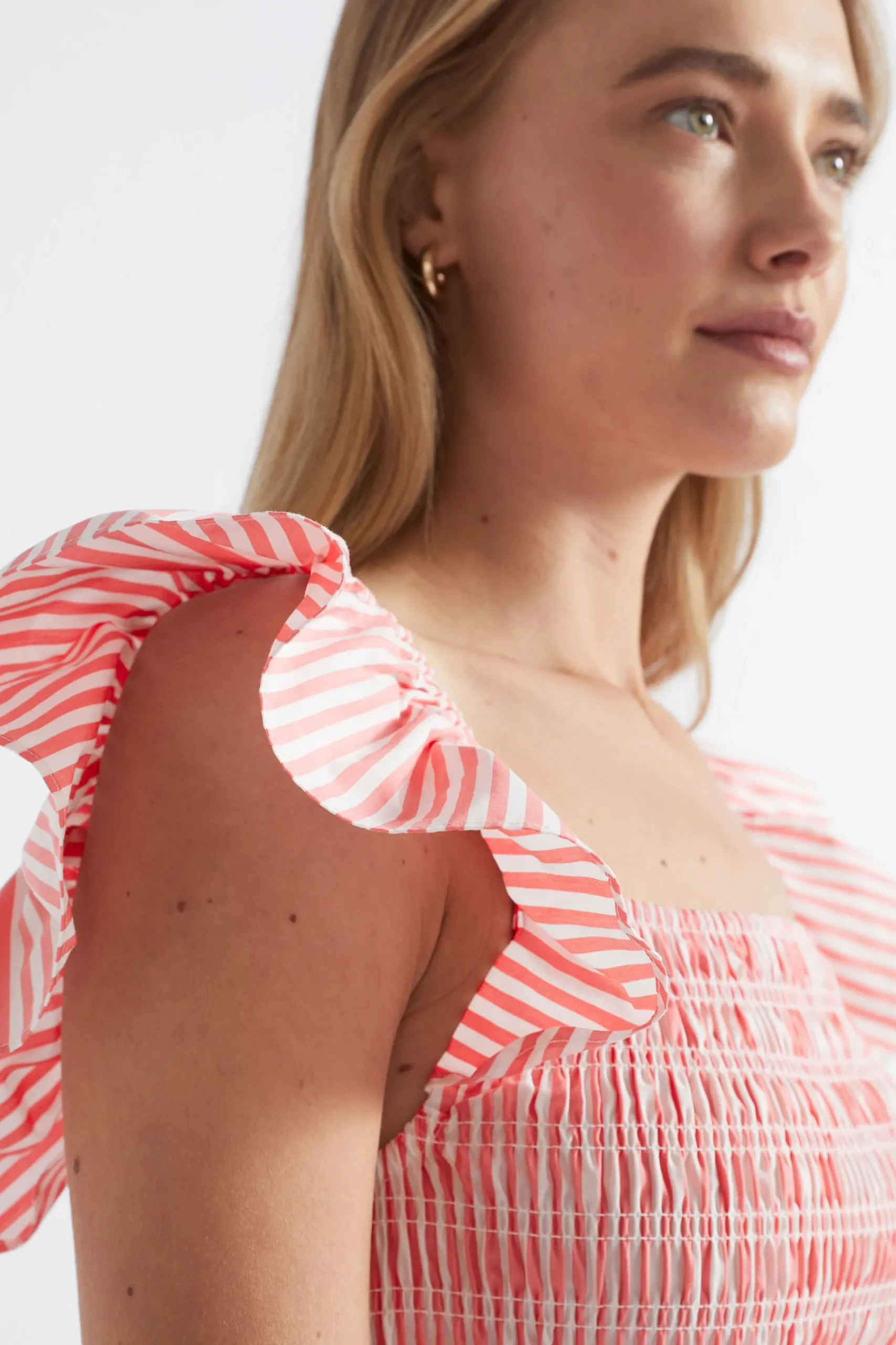 Woman Seed Heritage Dresses-Poplin Stripe Shirred Midi Dress