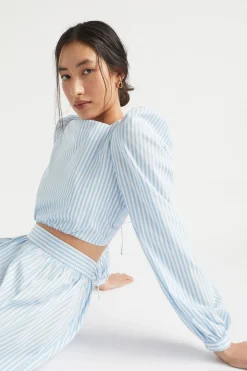 Woman Seed Heritage T-Shirts & Tops-Poplin Stripe Top