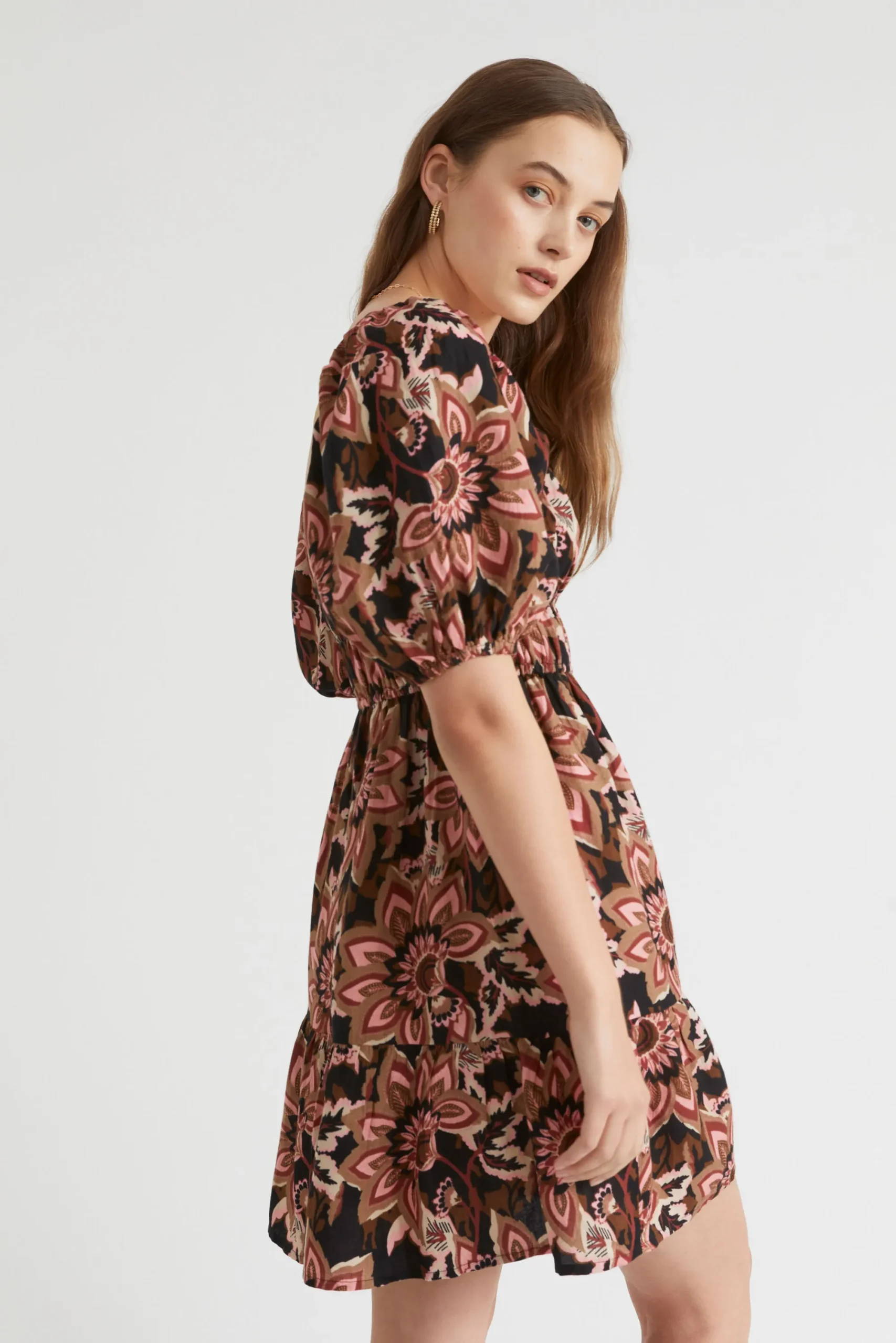 Woman Seed Heritage Dresses-Puff Sleeve Mini Dress