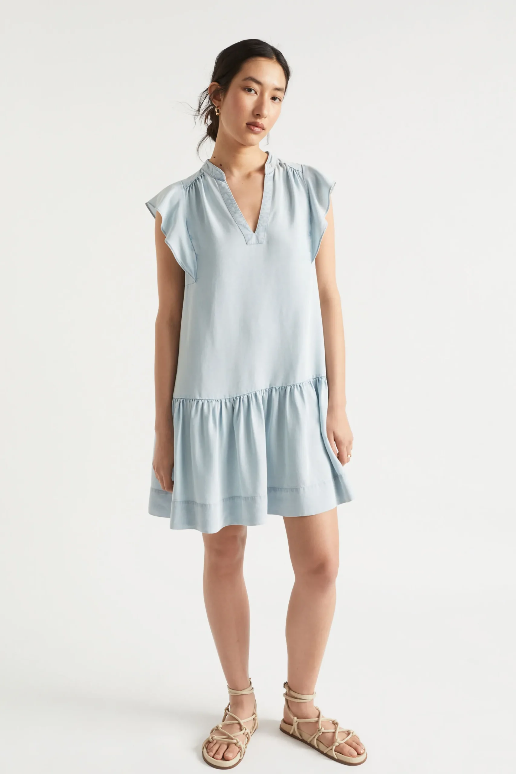 Woman Seed Heritage Dresses-Ruffle Sleeve Mini Dress