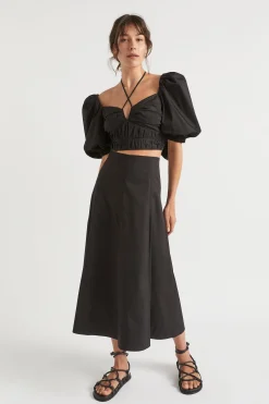 Woman Seed Heritage Skirts-Sateen Panel Midi Skirt