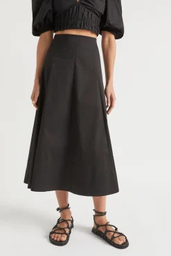 Woman Seed Heritage Skirts-Sateen Panel Midi Skirt