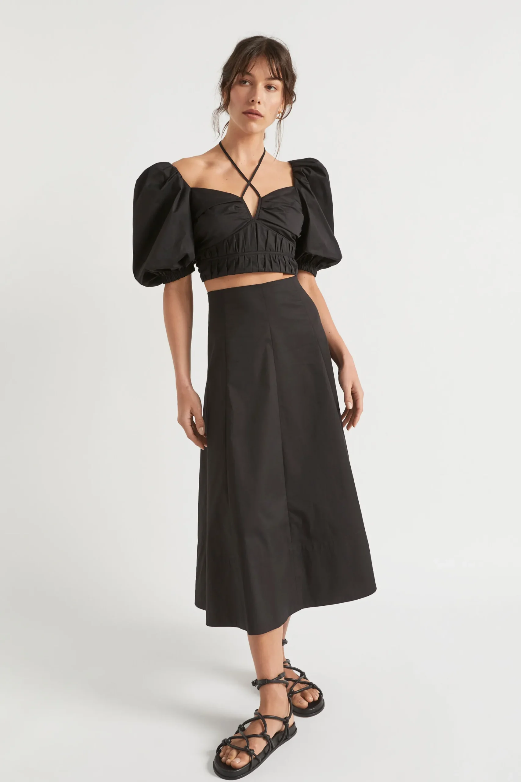 Woman Seed Heritage T-Shirts & Tops-Sateen Tie Neck Top