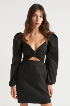 Woman Seed Heritage Dresses-Sateen Twist Front Mini Dress