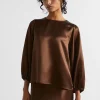 Woman Seed Heritage T-Shirts & Tops-Satin Balloon Sleeve Top