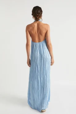 Woman Seed Heritage Dresses-Satin Halter Maxi Dress