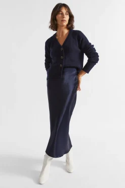 Woman Seed Heritage Skirts-Satin Slip Midi Skirt