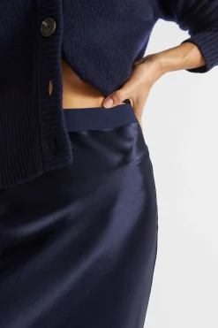 Woman Seed Heritage Skirts-Satin Slip Midi Skirt