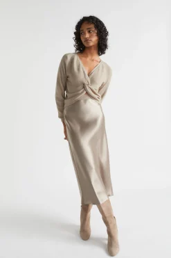 Woman Seed Heritage Skirts-Satin Slip Midi Skirt
