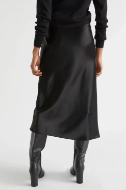 Woman Seed Heritage Skirts-Satin Slip Midi Skirt