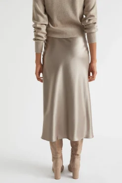 Woman Seed Heritage Skirts-Satin Slip Midi Skirt