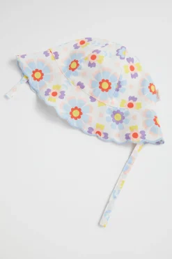 Baby Girl Seed Heritage Hats & Caps-Scalloped Edge Floral Sun Hat