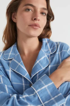 Seed Heritage Sleepwear-Seersucker Grid Sleep Shirt