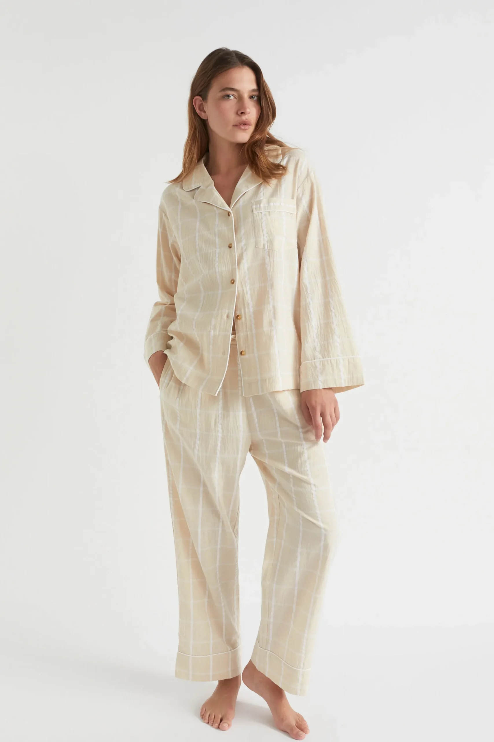 Seed Heritage Sleepwear-Seersucker Grid Sleep Shirt