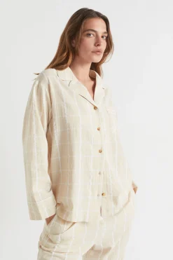 Seed Heritage Sleepwear-Seersucker Grid Sleep Shirt