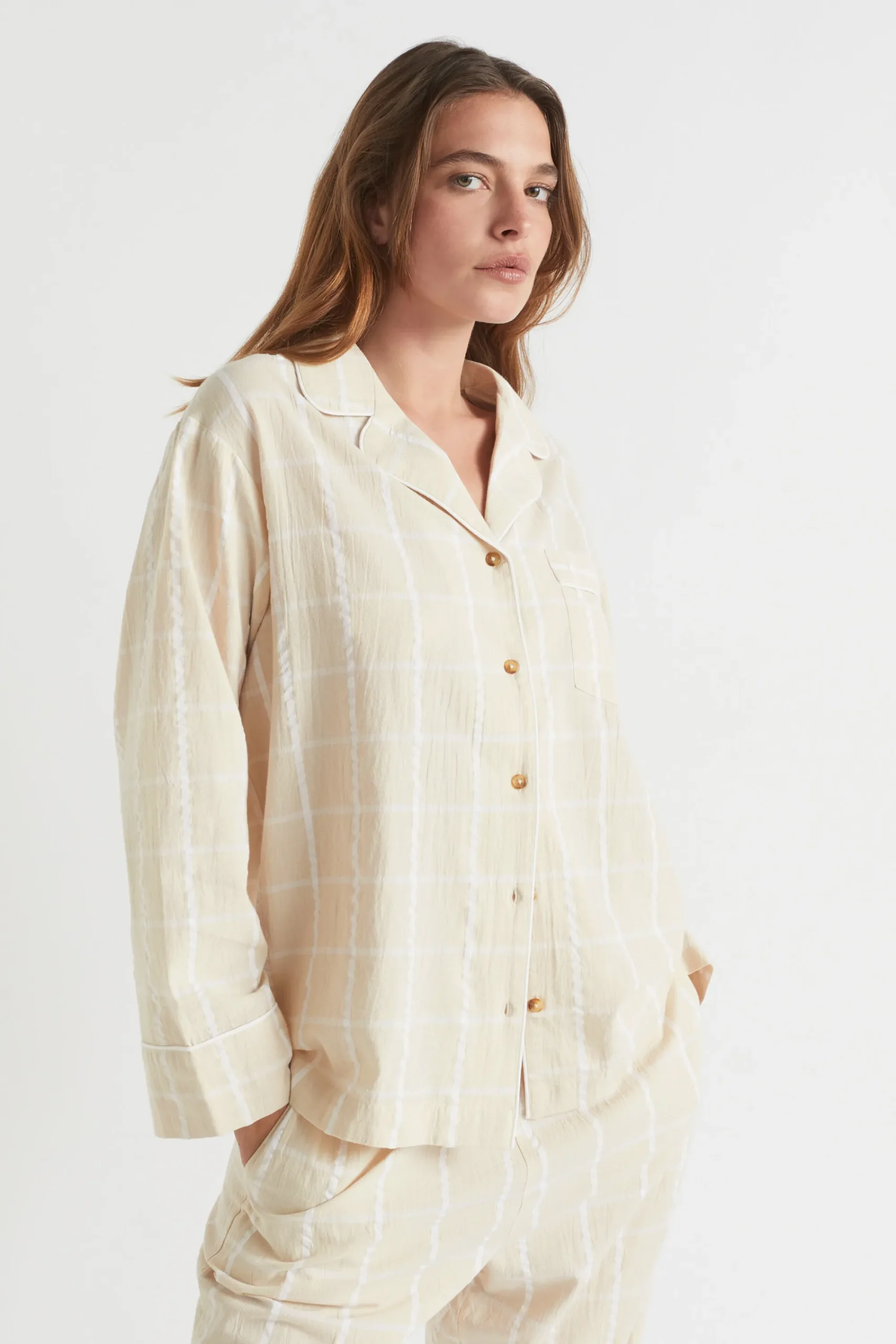 Seed Heritage Sleepwear-Seersucker Grid Sleep Shirt