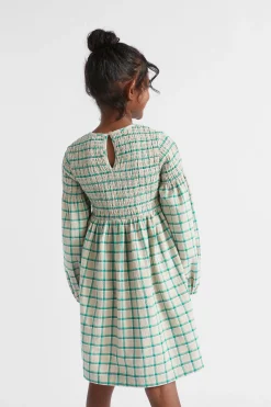 Girl Seed Heritage Dresses-Shirred Gingham Dress
