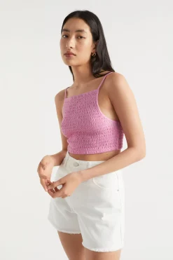 Woman Seed Heritage T-Shirts & Tops-Shirred Jersey Crop