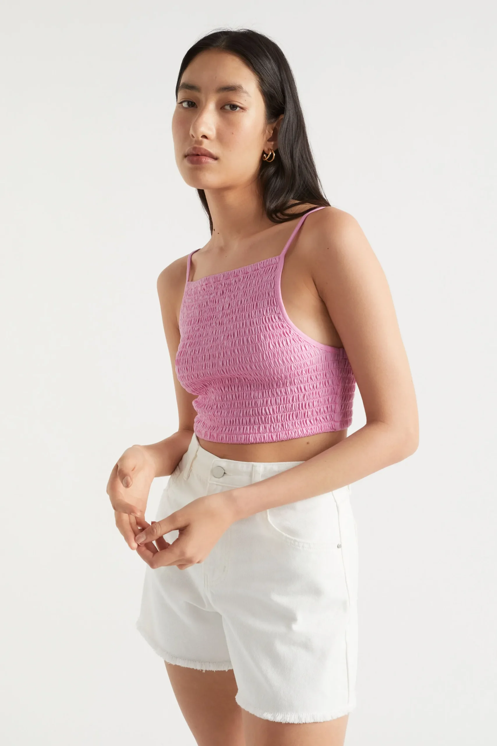 Woman Seed Heritage T-Shirts & Tops-Shirred Jersey Crop