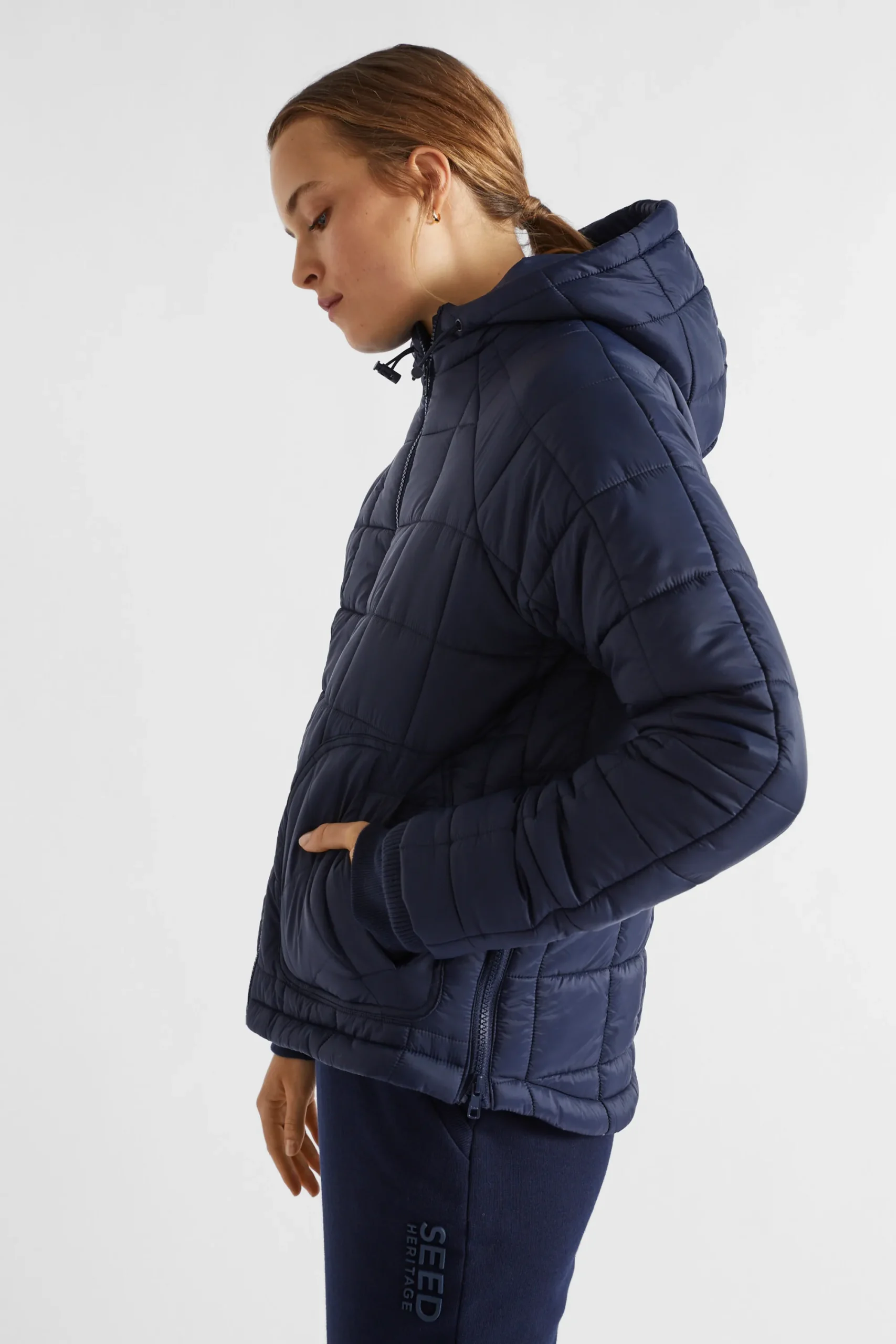 Woman Seed Heritage Jackets & Vests-Side Zip Puffer Jacket