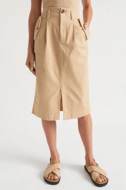 Woman Seed Heritage Skirts-Split Front Midi Skirt