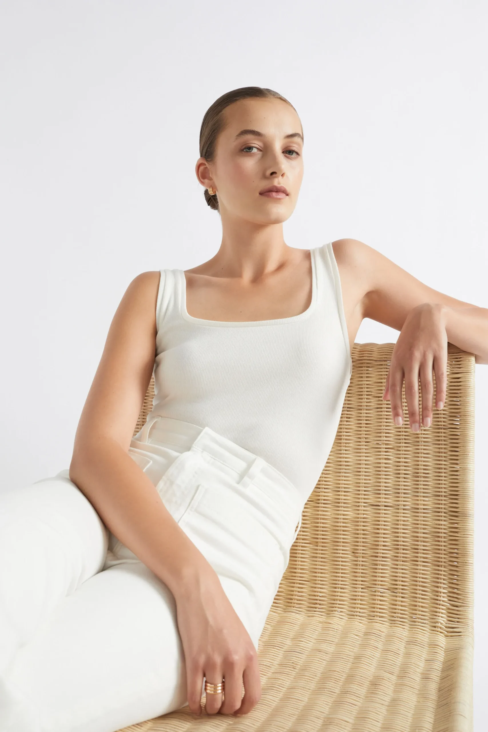Woman Seed Heritage T-Shirts & Tops-Square Neck Rib Tank