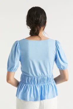 Woman Seed Heritage T-Shirts & Tops-Square Neck Ruched Tee