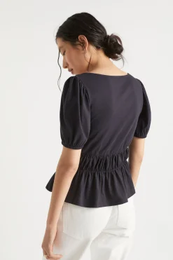 Woman Seed Heritage T-Shirts & Tops-Square Neck Ruched Tee