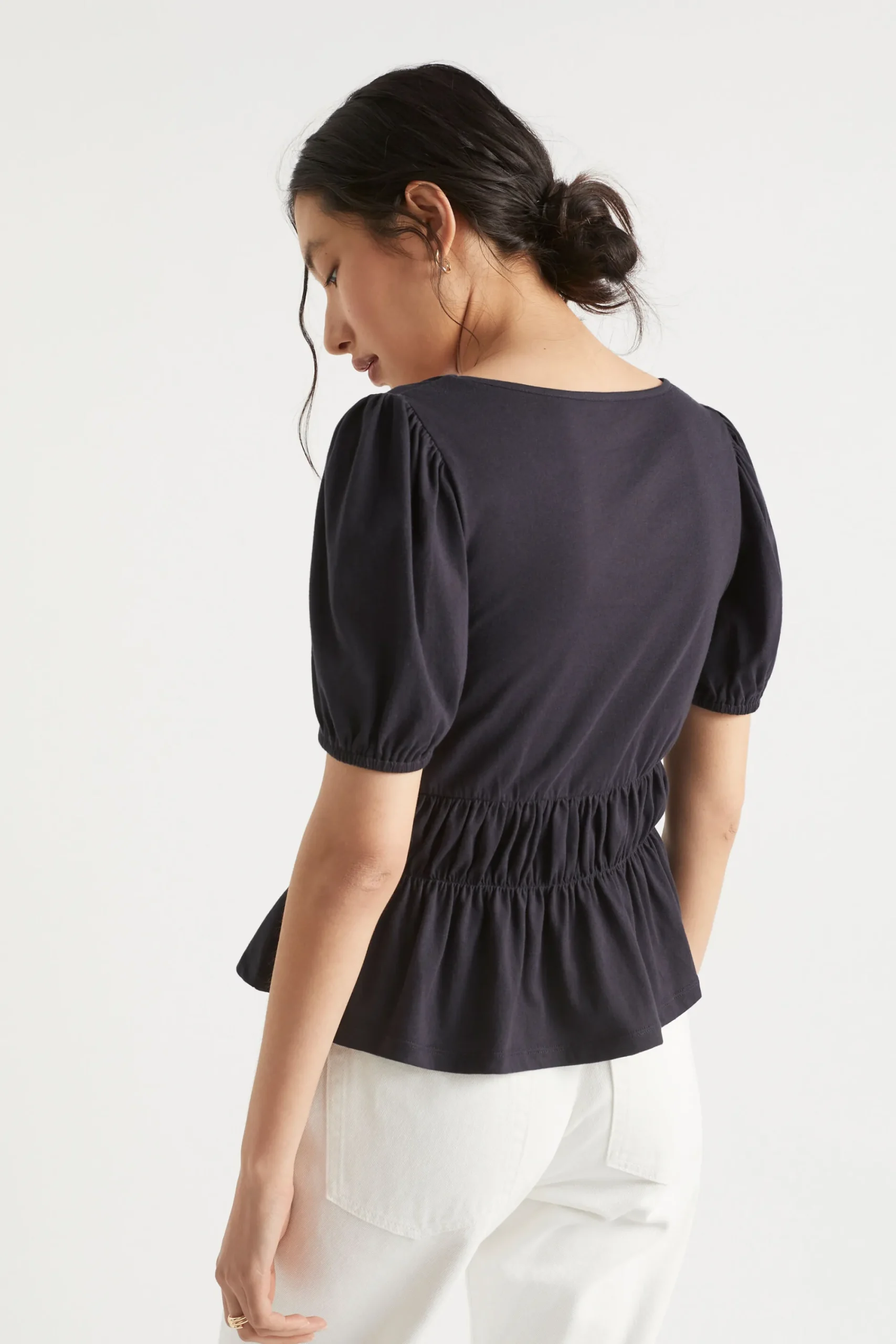 Woman Seed Heritage T-Shirts & Tops-Square Neck Ruched Tee