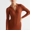 Woman Seed Heritage Dresses-Streamline Polo Knit Midi Dress