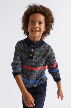 Boy Seed Heritage Knitwear & Sweaters-Stripe Button Knit