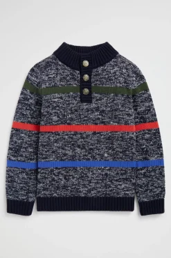 Boy Seed Heritage Knitwear & Sweaters-Stripe Button Knit