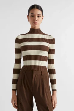 Woman Seed Heritage Knitwear & Sweaters-Stripe Rib Mock Neck