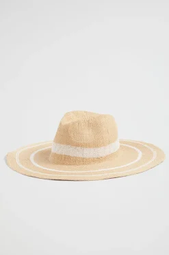 Woman Seed Heritage Hats & Gloves-Stripe Wide Brim Panama