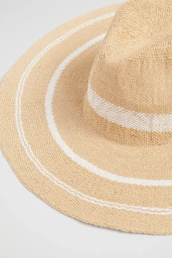Woman Seed Heritage Hats & Gloves-Stripe Wide Brim Panama