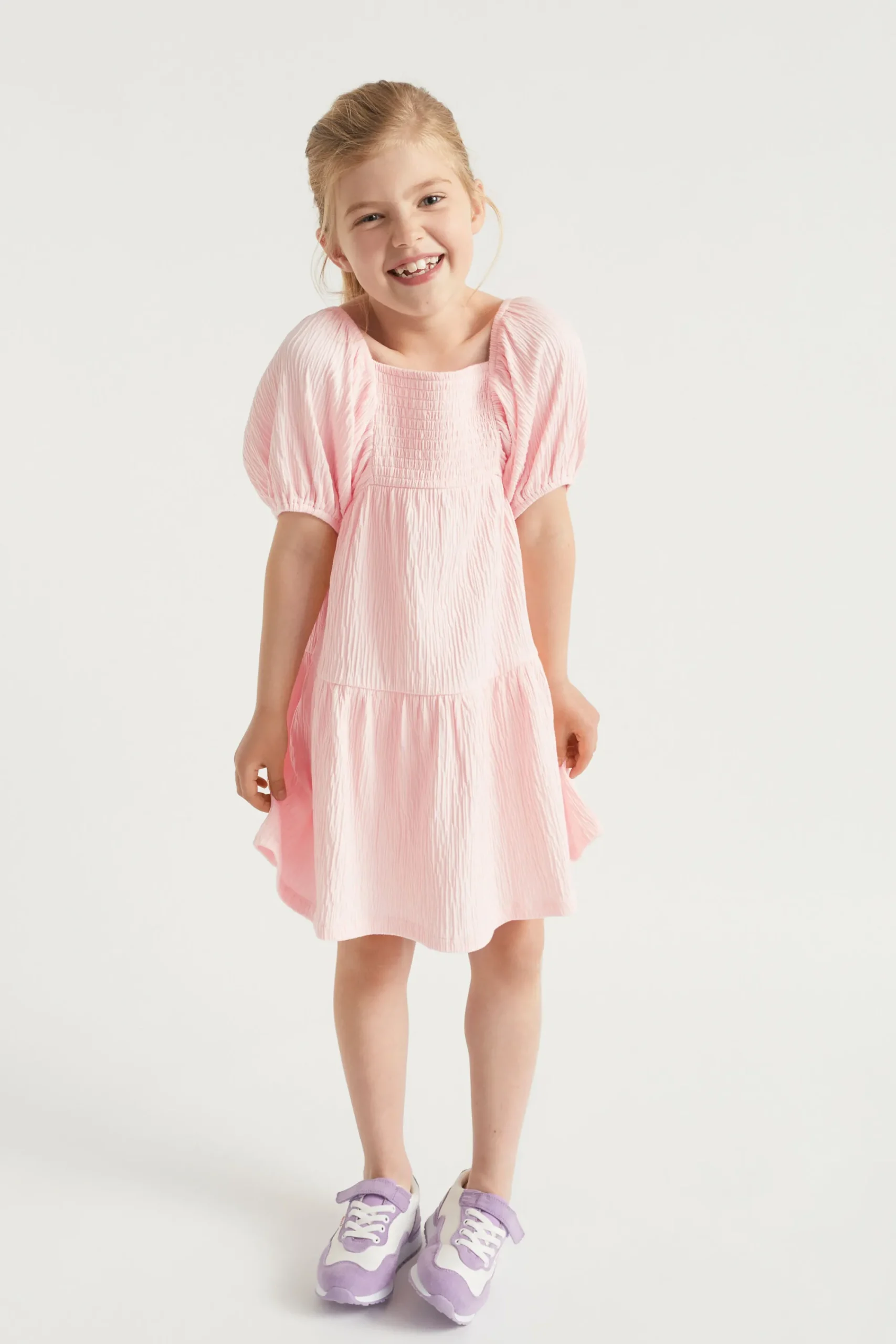 Girl Seed Heritage Dresses-Textured Cotton Dress