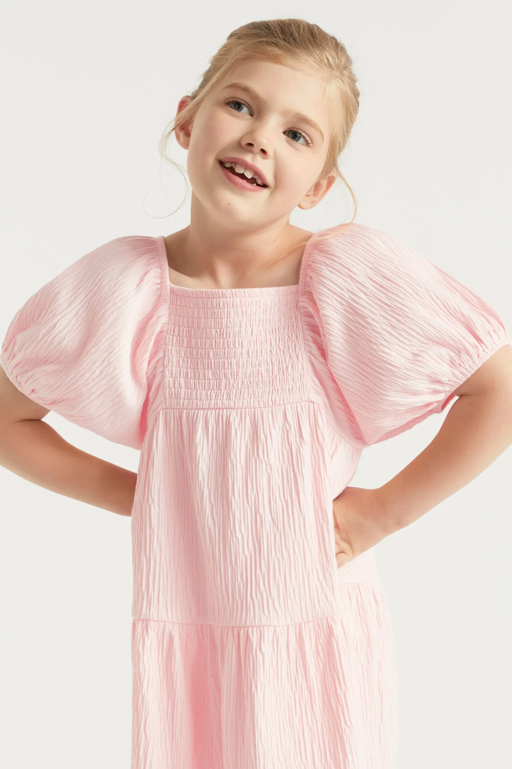 Girl Seed Heritage Dresses-Textured Cotton Dress
